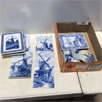 Assorted Holland blue/white ceramic windmill tiles