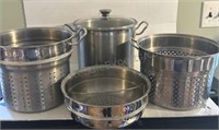 10 QT STAINLESS STEEL STOCK POT with PAIR OF