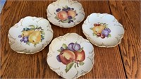 4) hand painted fruit plates
