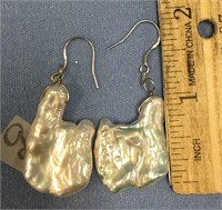 Pair of baroque freshwater pearl earrings        (