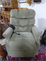 GREEN UPHOLSTERED POWER RECLINER