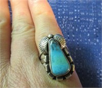 sterling native american turquoise ring -size 5.75