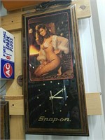 Snap-on Advertising  Clock with pinup girls