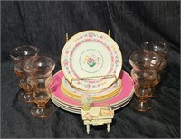 12pc. Pink Floral Dish Set - Plus