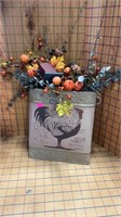 Rooster tin and floral decor
