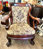 Antique Heavy French Upholstered Arm Chair