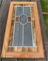 15" x 28" Leaded Stain Glass Oak Door