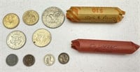 Us Coins: Half/ One Dollar, Dimes, Pennies, $.25