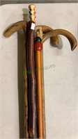 8 canes and walking sticks - three crook handle