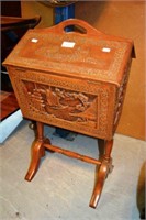 Vintage Chinese teak sewing box,