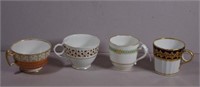 Four various early English coffee cups