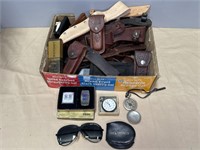 20+ LEATHER SHEATHS, POCKET WATCH, ZIPPO KNIVES