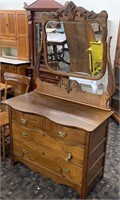 Antique Oak Dresser (W/ Mirror)