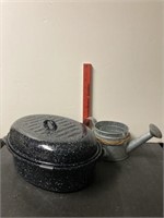 Granite Ware roaster and galvanized decor