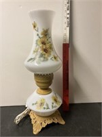 Painted milk glass bedside lamp