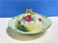 Hand Painted Limoges Covered Butter Dish,