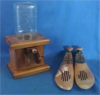 Wooden candy dispenser and wooden shoe stretcher