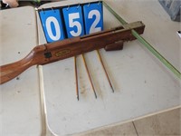 Vintage Stevens Wood Crossbow W/Bolts