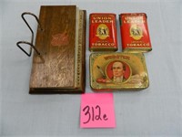 Weis Wood Frame Ledger & (3) Tobacco Tins