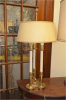 30" 3 Socket Brass Bankers Lamp