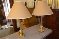 Pair of 29" Brass & Glass Lamps