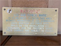 Vintage U.S. Air Force Base Warning Sign