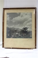 Vintage Framed Japanese Black and White Photograph