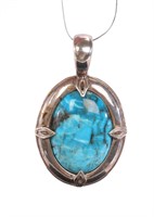 STERLING SILVER & TURQUOISE PENDANT