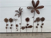 Lot of metal flower garden stakes