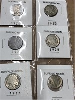 (6) Buffalo Head Nickel’s dated 1920, 1923,