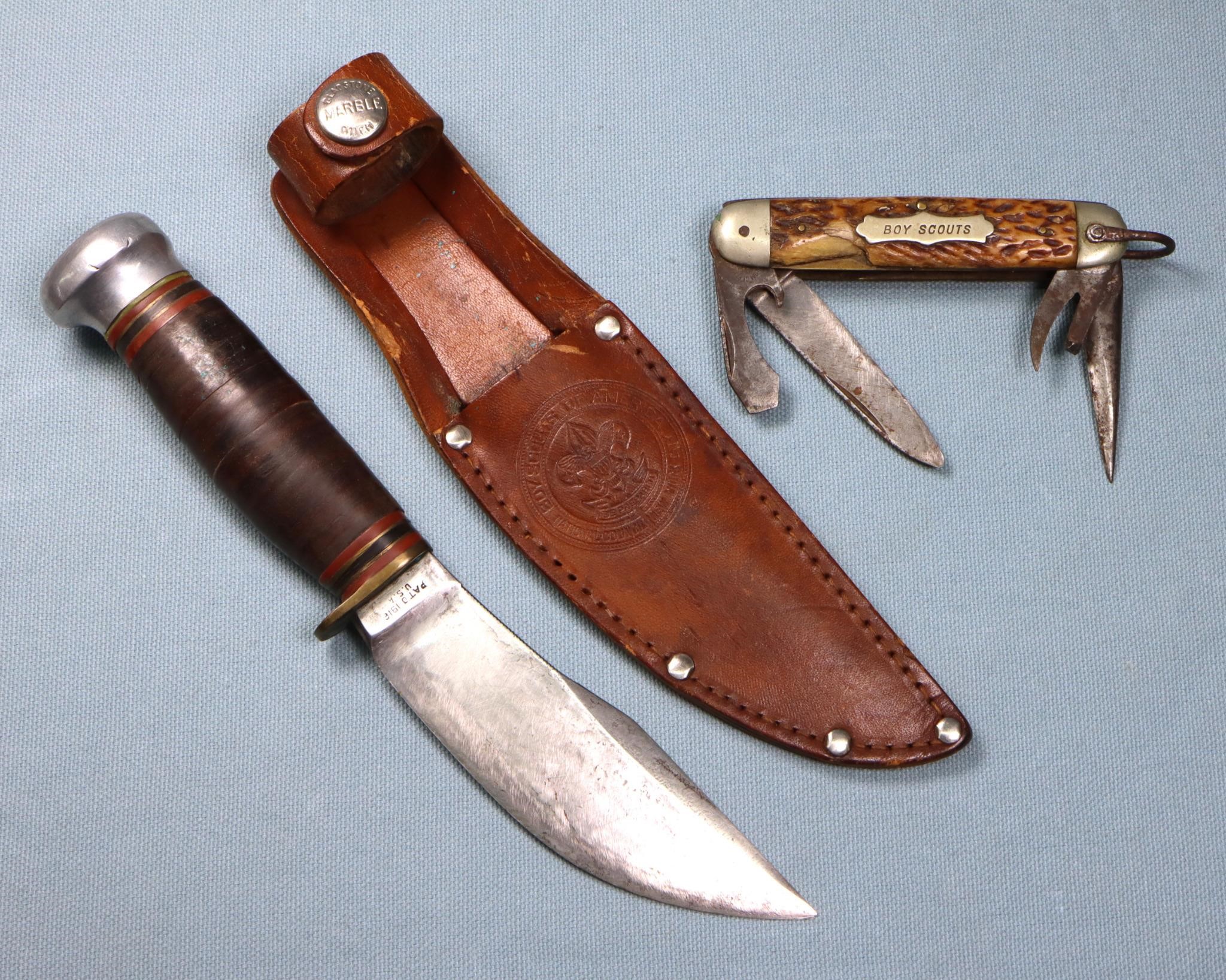 Boy Scouts Marble's Sheath Knife + Pocket Knife