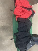 Jackets and sweater red is xl and blacks are S,