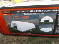 New/Unused 30'X60' PE Fabric Peak Ceiling Storage