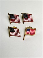 4- Vintage American Flag Pins