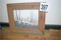 Framed Deer Print 20.5x17.5"
