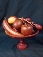 Footed Wood Fruit Dish