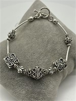 Sterling Silver Elegant Filigree Bead Bracelet