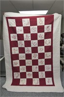 Vintage Hand Stitched Embroidered Quilt - 64x91