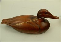 CARVED PINE DECOY WITH GLASS EYES