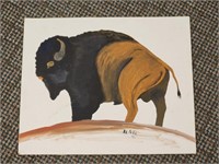 Hand Painted buffalo print 17in by 14in