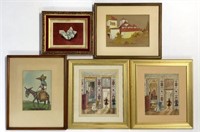 Collection of Five 20th Century Watercolors.