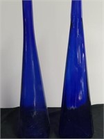 (2) 17-in cobalt blue bottles