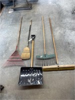 5 Pcs- Brooms - Rakes - Snow Shovel