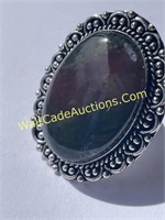 Ring - Moss Agate - Size 7 - Handmade with German