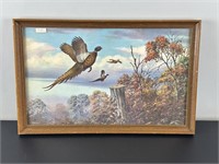 Vintage Framed Print - Pheasants in Flight