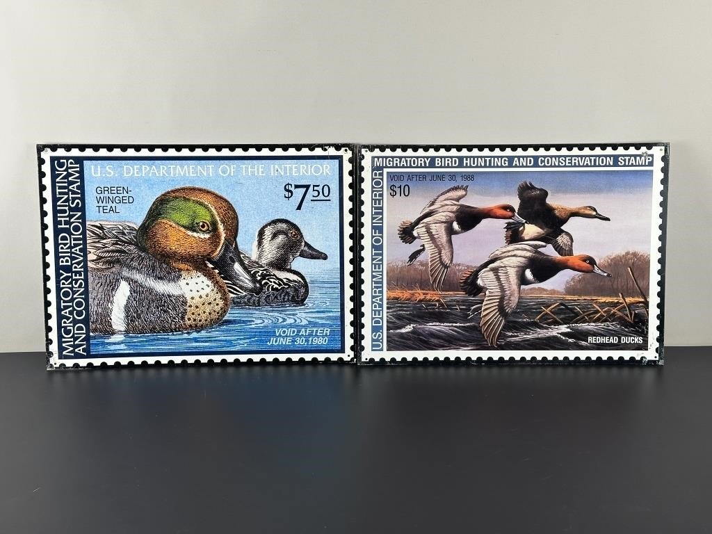 (2) Metal Signs - Oversized Migratory Bird Stamps