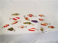 Vintage Fishing Lures in Small Plastic Box