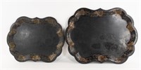 Set of Two Graduated Tole Painted Trays