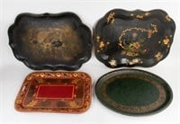 Four Antique Tole Painted Trays