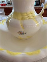 Vintage Yellow Pitcher and Bowl Set